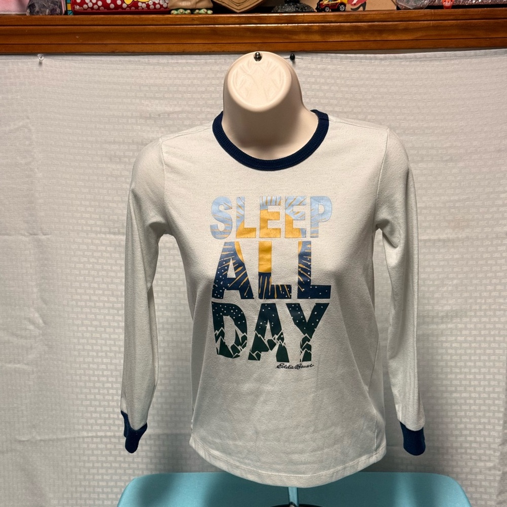 Long sleeve shirt: Eddie Bauer Kids Long Sleeve Shirt - White and Blue